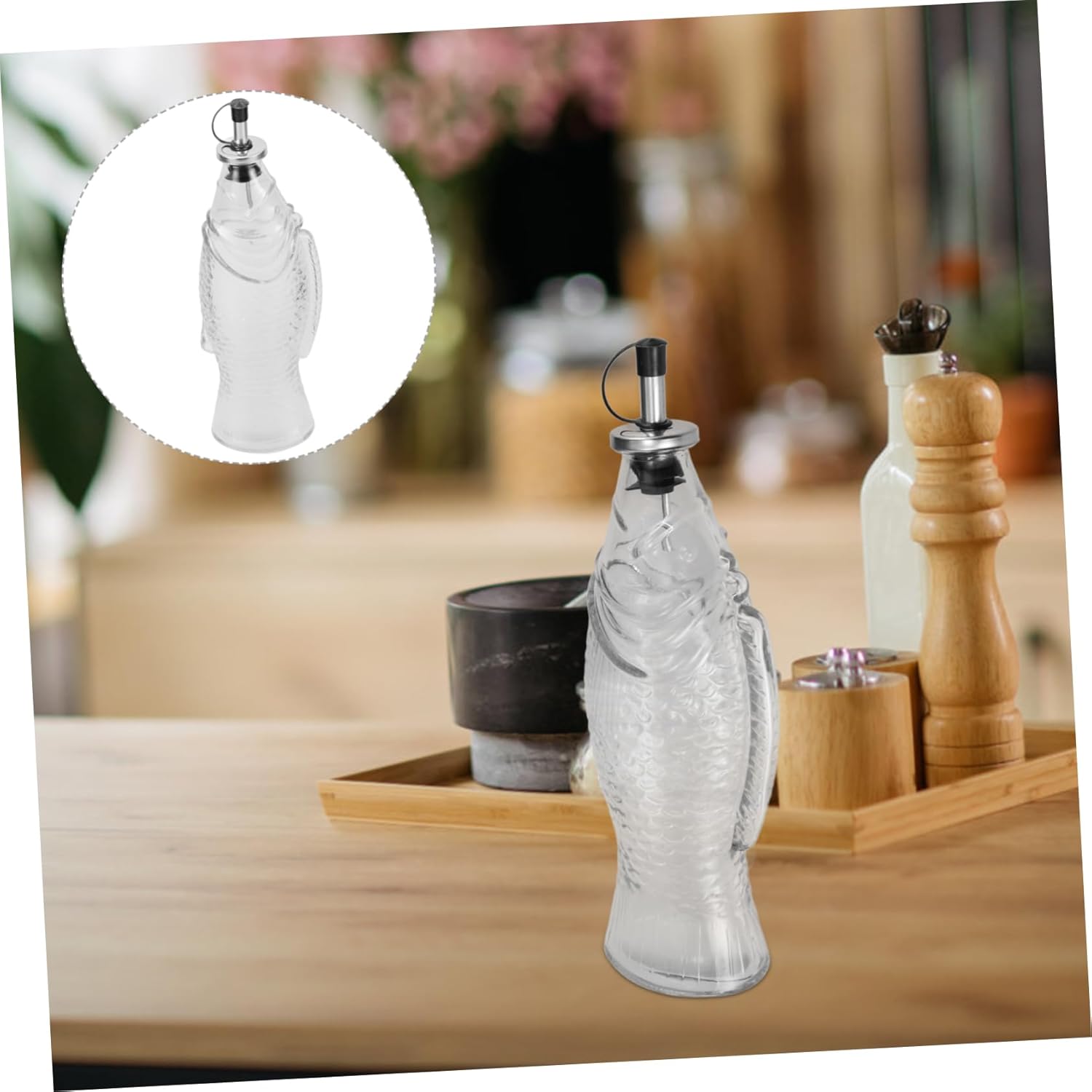 BRIGHTFUFU Transparent Oil Dispenser Fish Shape