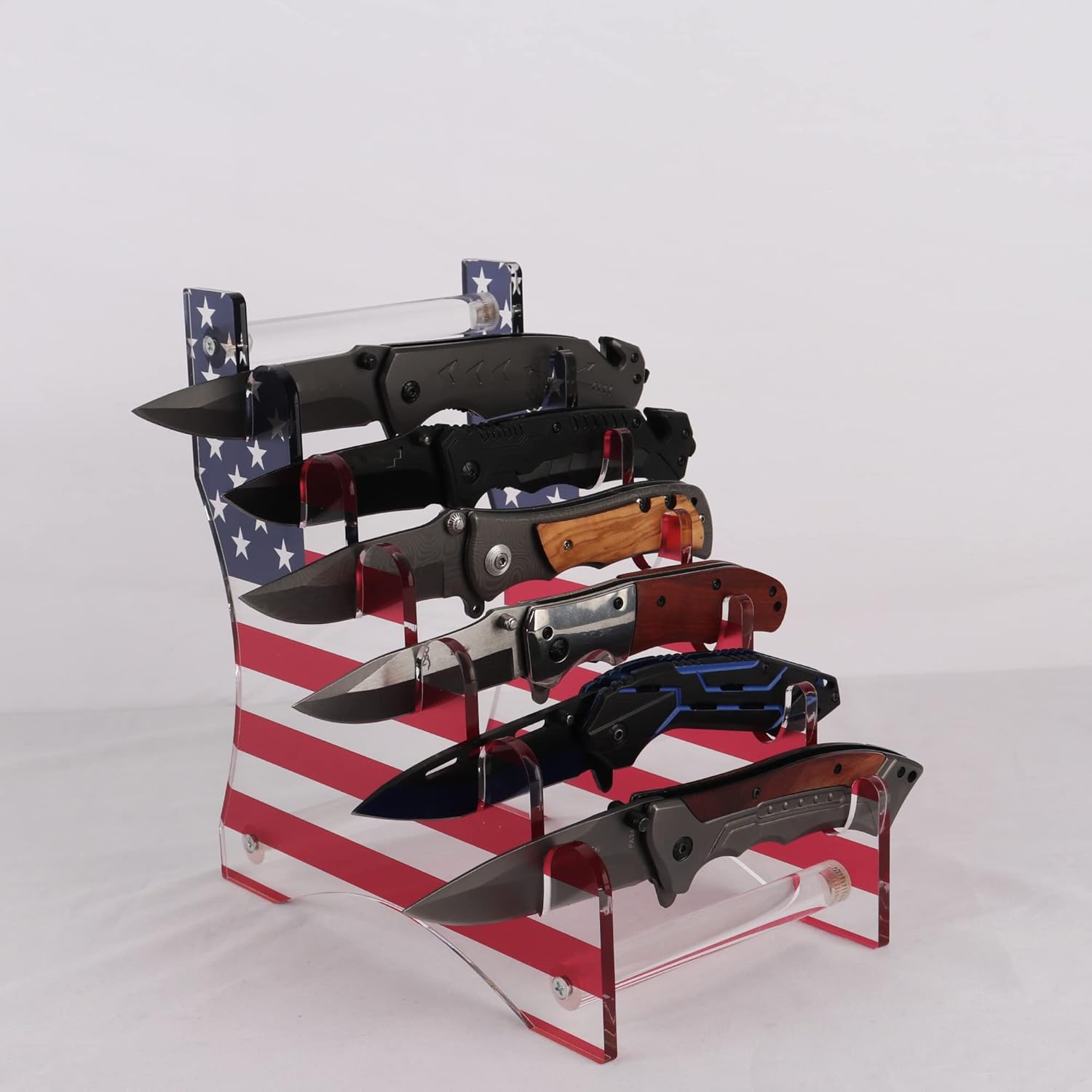 WANLIAN Pocket Knife Holder - 6 Knives Organizer with 360 Display Case