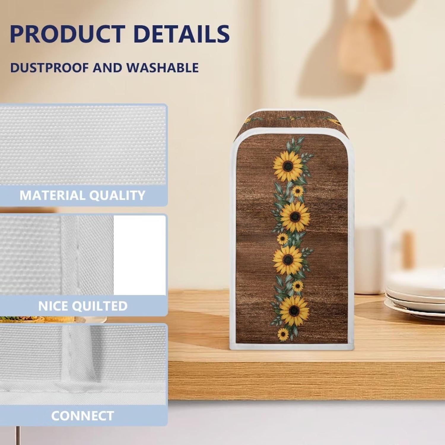 Sunflower Wood Can Opener Dust Cover Clean Protect Electric Can Opener