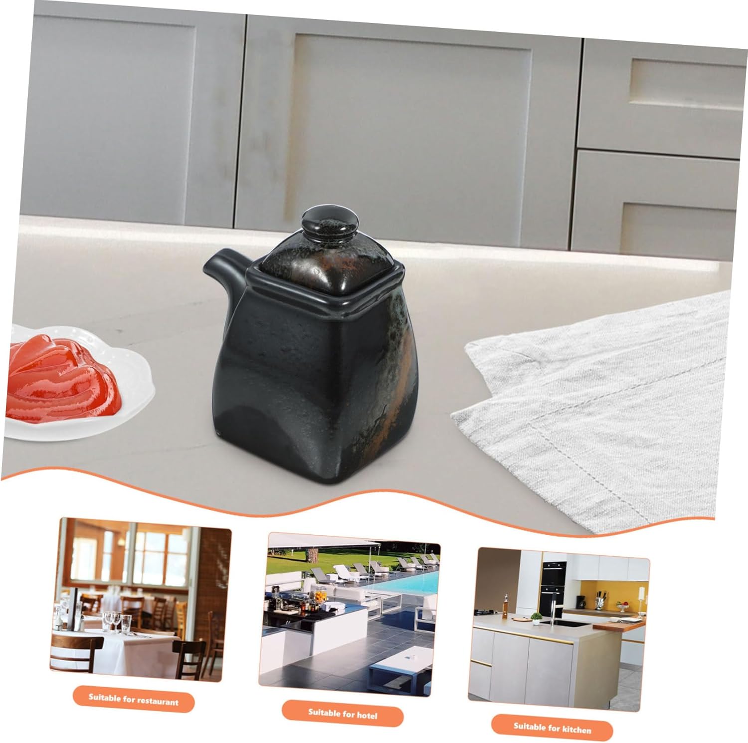 Japanese Soy Sauce Dispenser Ceramic Kitchen Ose Gaseru Oiw Shell 95mm
