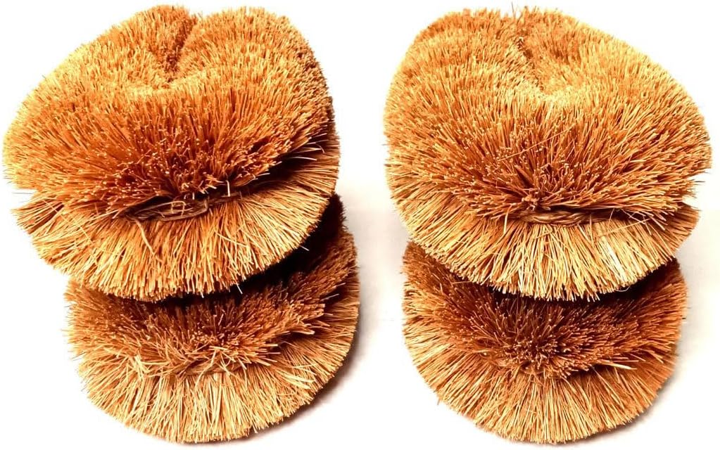 Handmade Eco-Tawashi brushes 4 pack Coconut Fiber Tawashi vegetable cleaning brushes