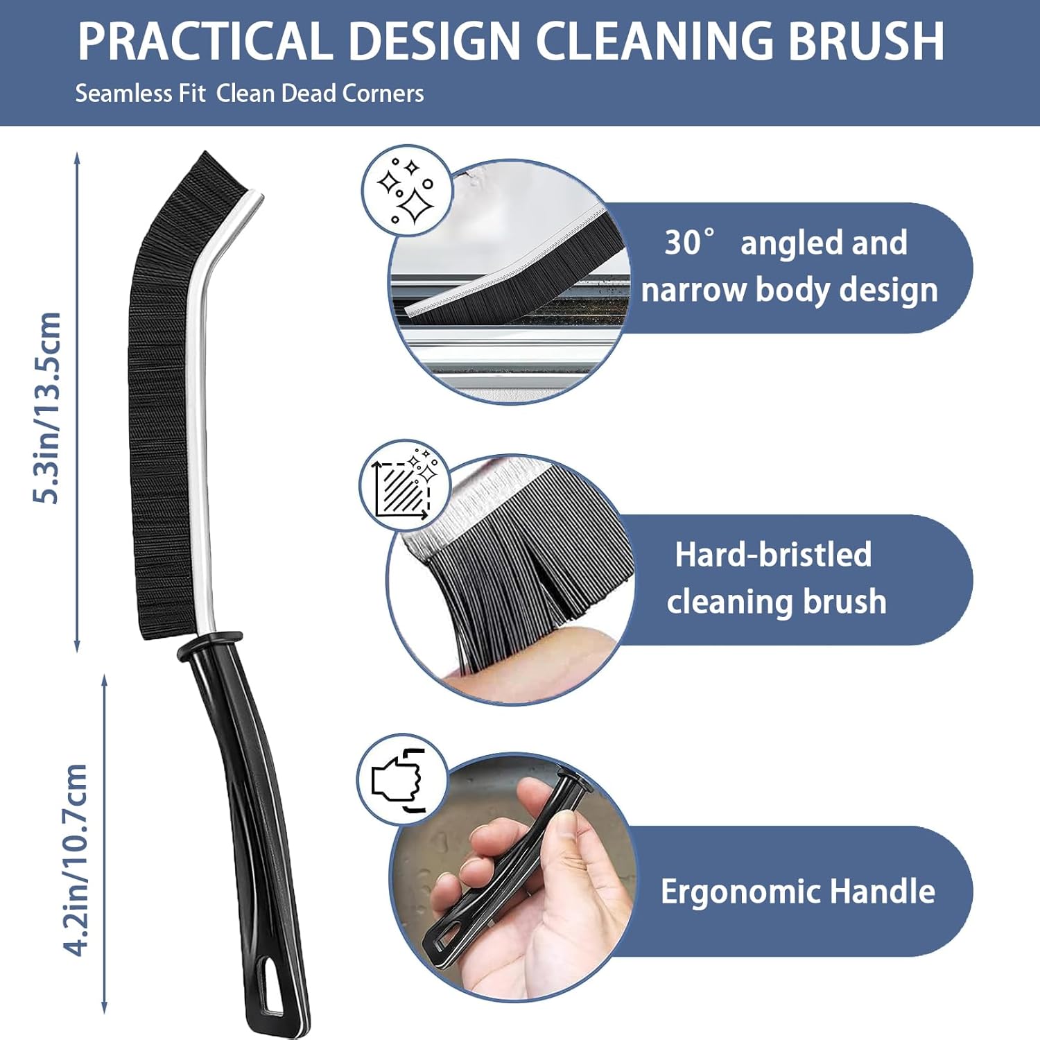 3-Piece Set - Hard Bristle Crevice Cleaning Brush - Premium Quality Multi-Use Design