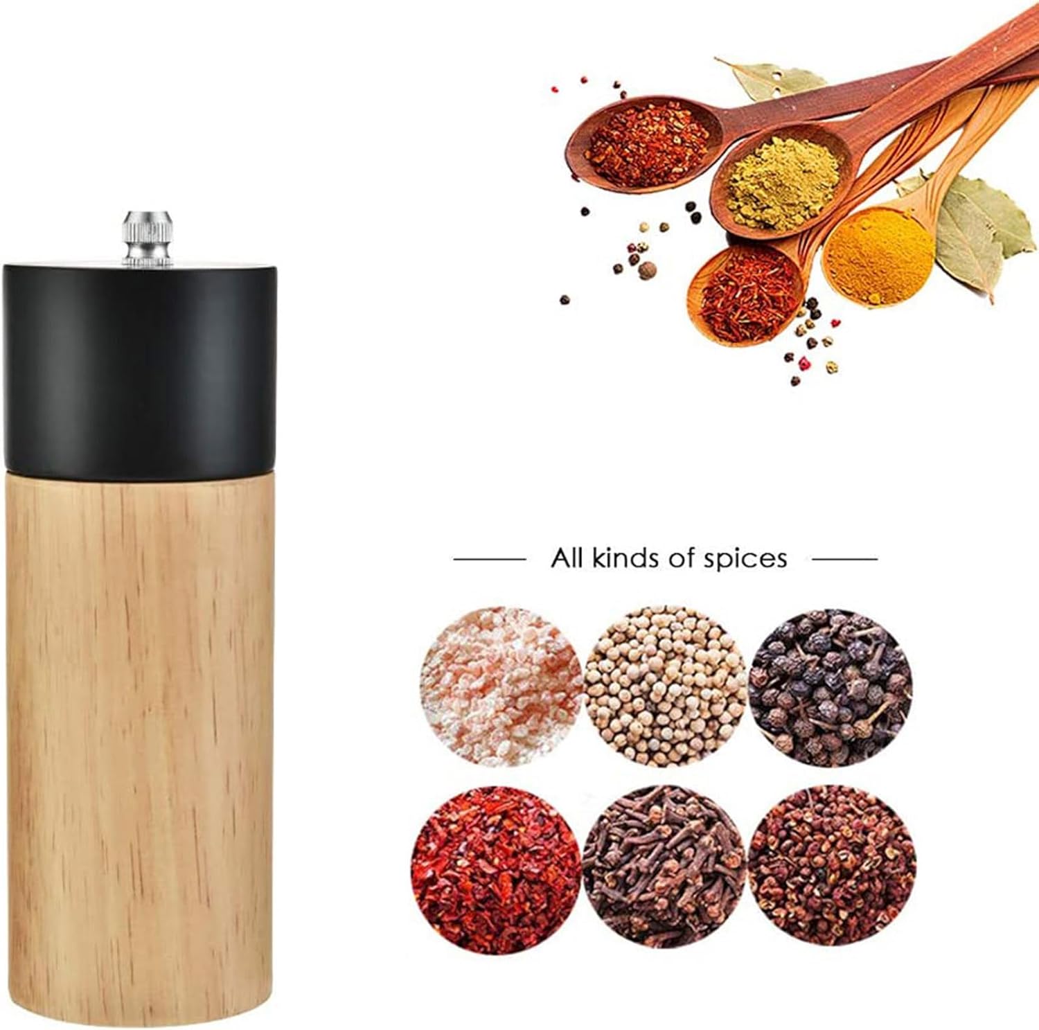 Adjustable Pepper Grinder Salt Mill Set 6 Inch Professional Kitchen Tool