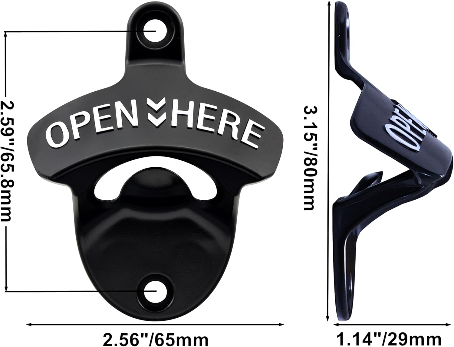 Black Magnetic Bottle Opener Set with Wall-Mounted Design