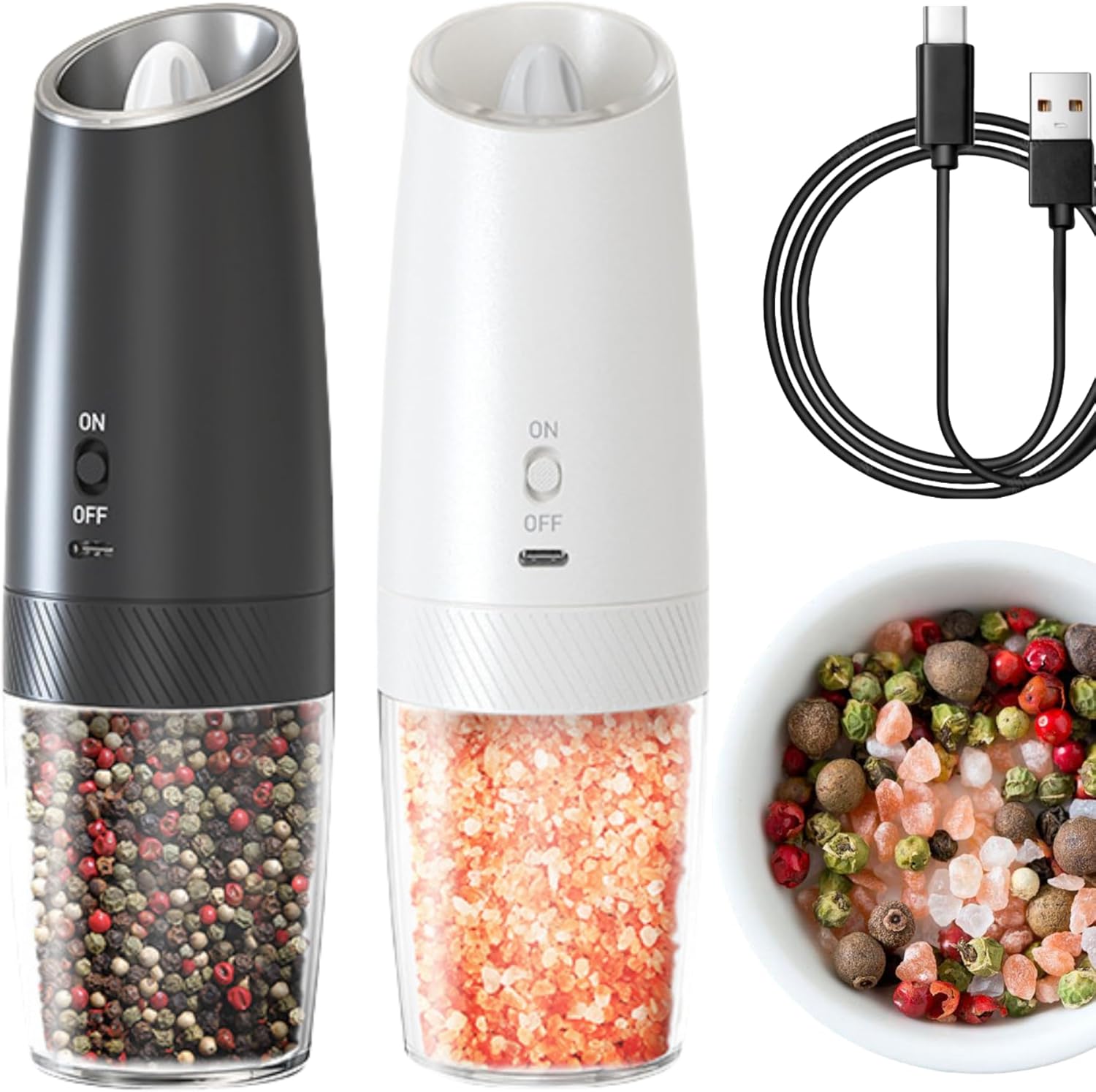 Effortless Salt Pepper Mill Set with LED Light