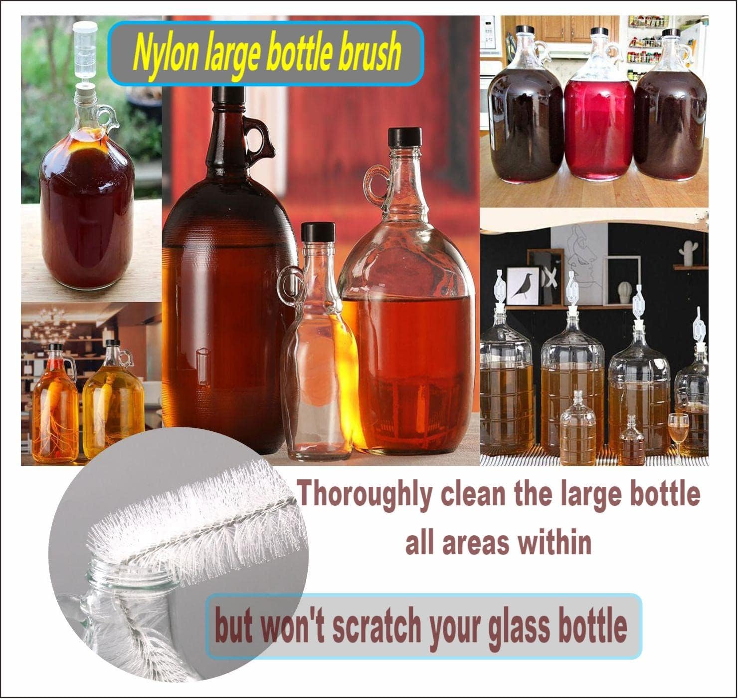 High-Quality Glass Bottle Brush Set for Fermentation Cleaning