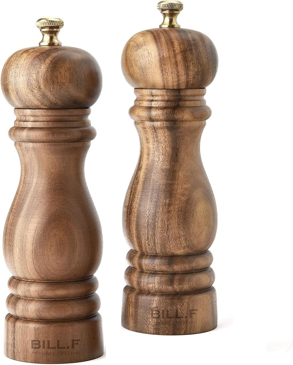 Premium 7-inch Wooden Salt and Pepper Mill Set
