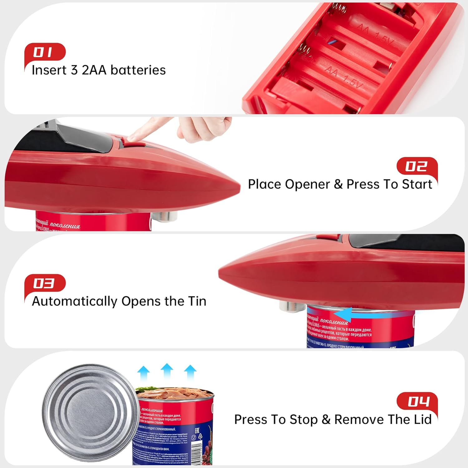 Housiwill Electric Can Opens Smooth Edge for Safe Kitchen Use