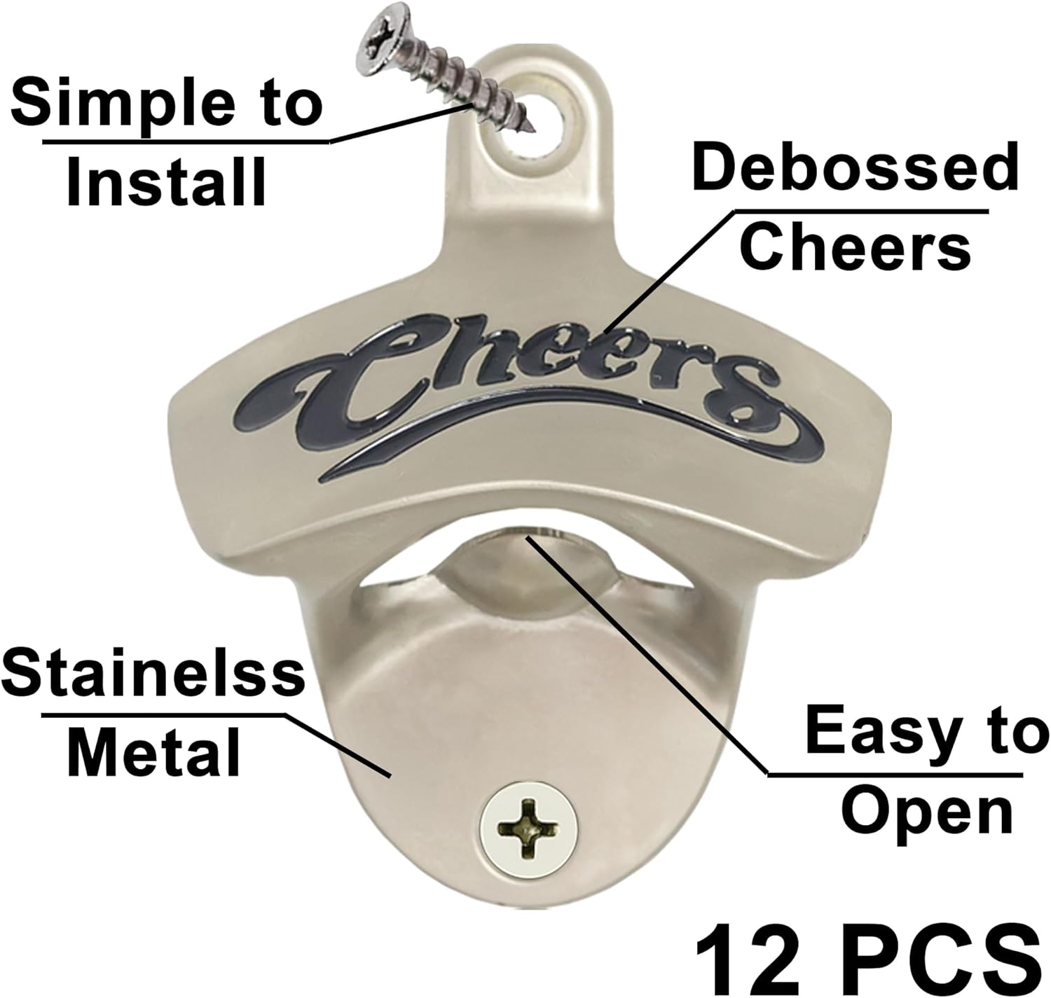 Sturdy Stainless Steel 12-Piece Set Wall-Mounted Bottle Opener