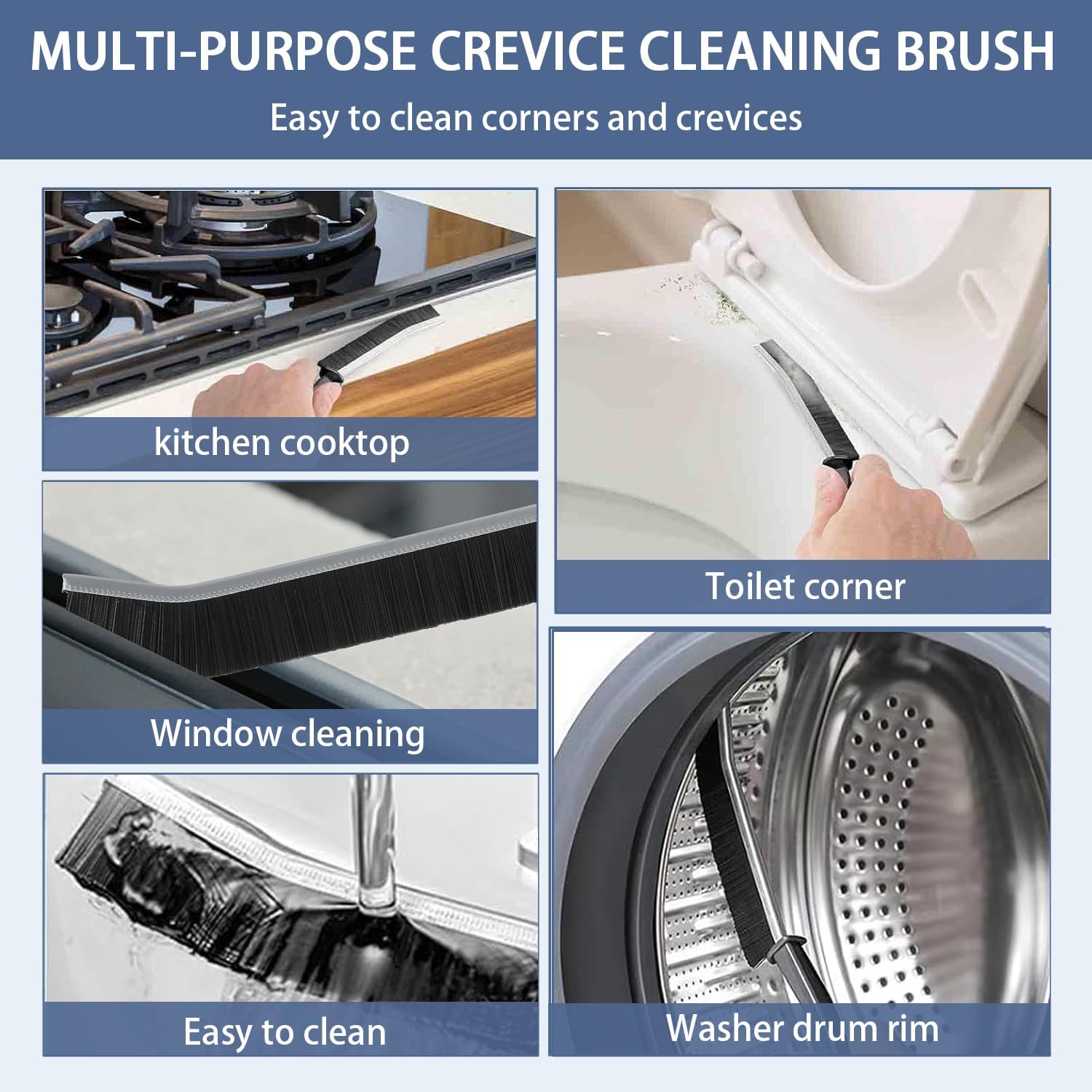 3-Piece Set - Hard Bristle Crevice Cleaning Brush - Premium Quality Multi-Use Design
