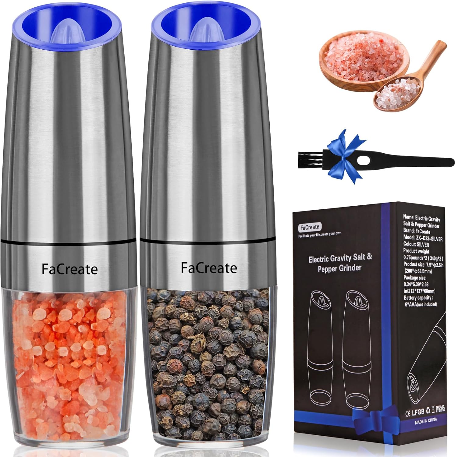 Gravity Electric Salt and Pepper Grinder Set
