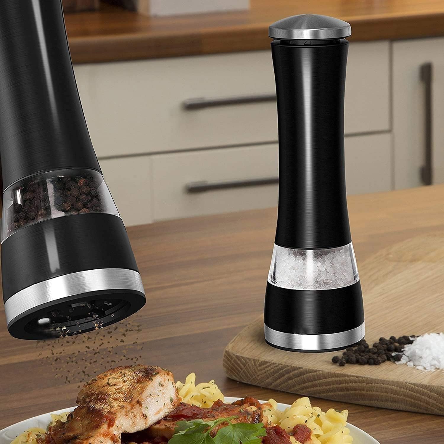 Electric Salt and Pepper Grinder Set - 2Pcs Red