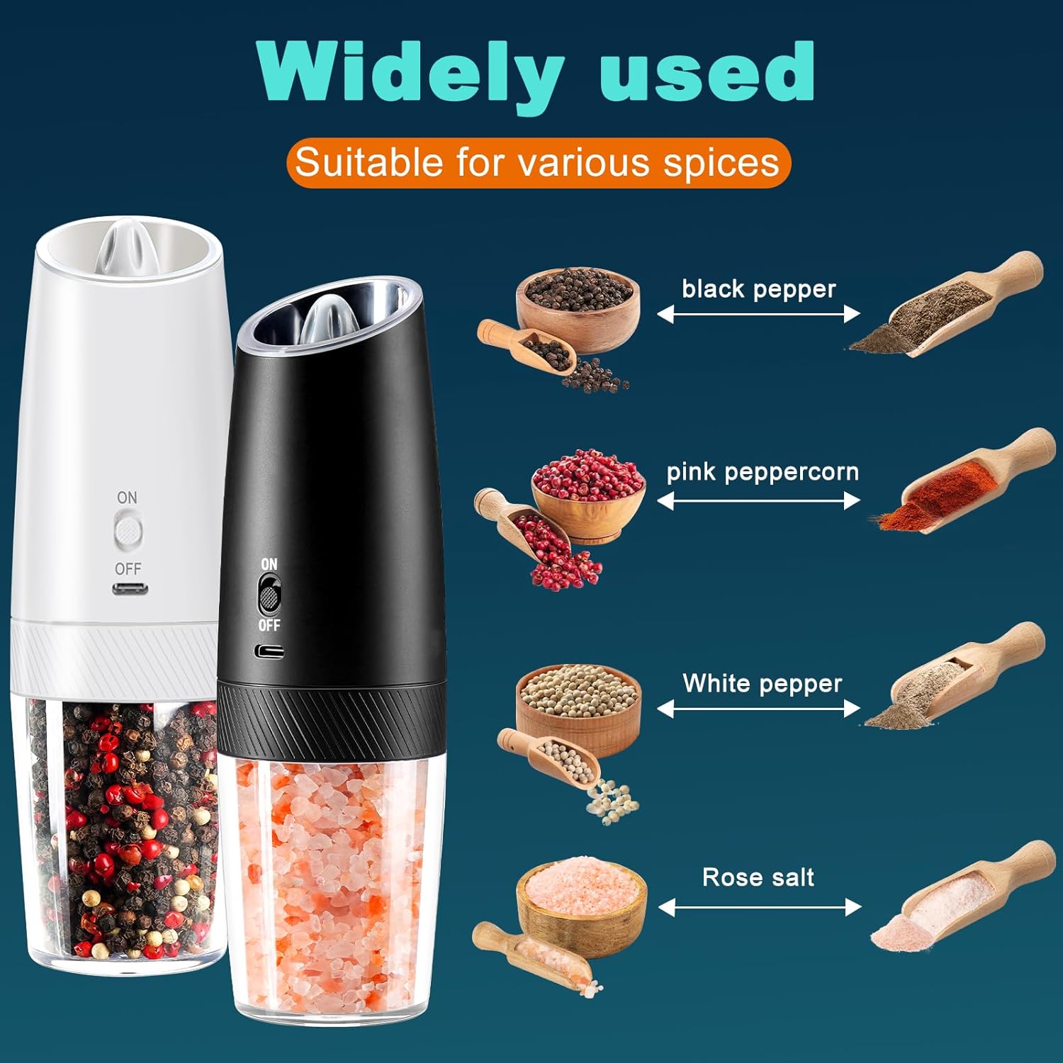 Effortless Salt Pepper Mill Set with LED Light