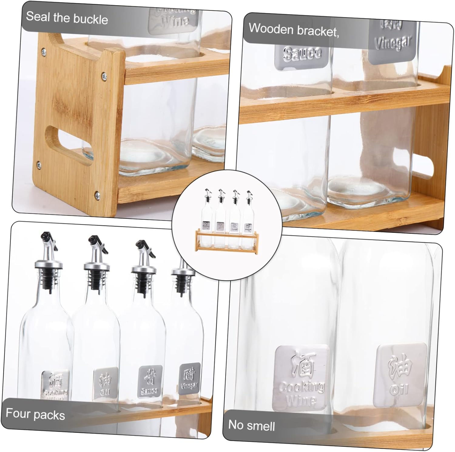 5-Piece Castor Soy Bottle Storage Shelf for Cooking Spices