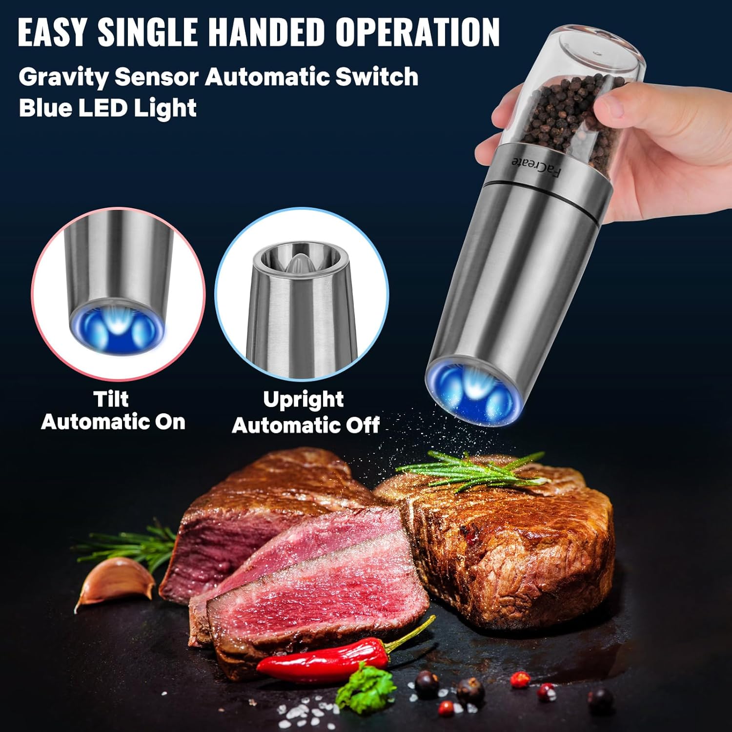 Gravity Electric Salt and Pepper Grinder Set