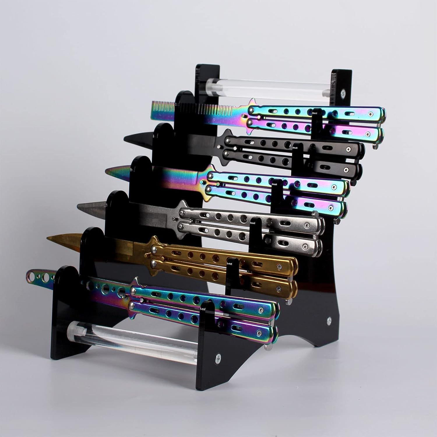 10-in-1 acrylic knife holder black