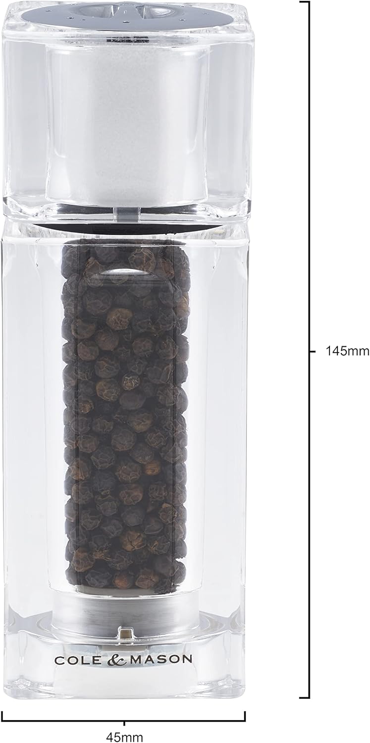 Cole Mason Precision Cube Clear Salt Shaker Pepper Mill 145mm