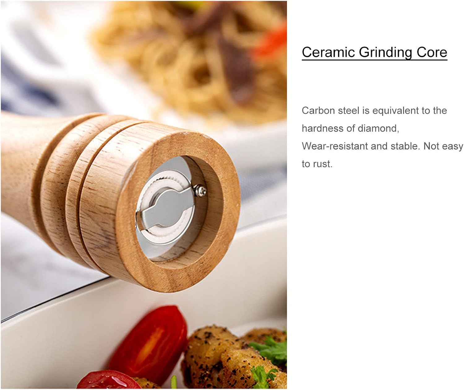 Adjustable Wood Pepper Grinder with 8-inch Blade