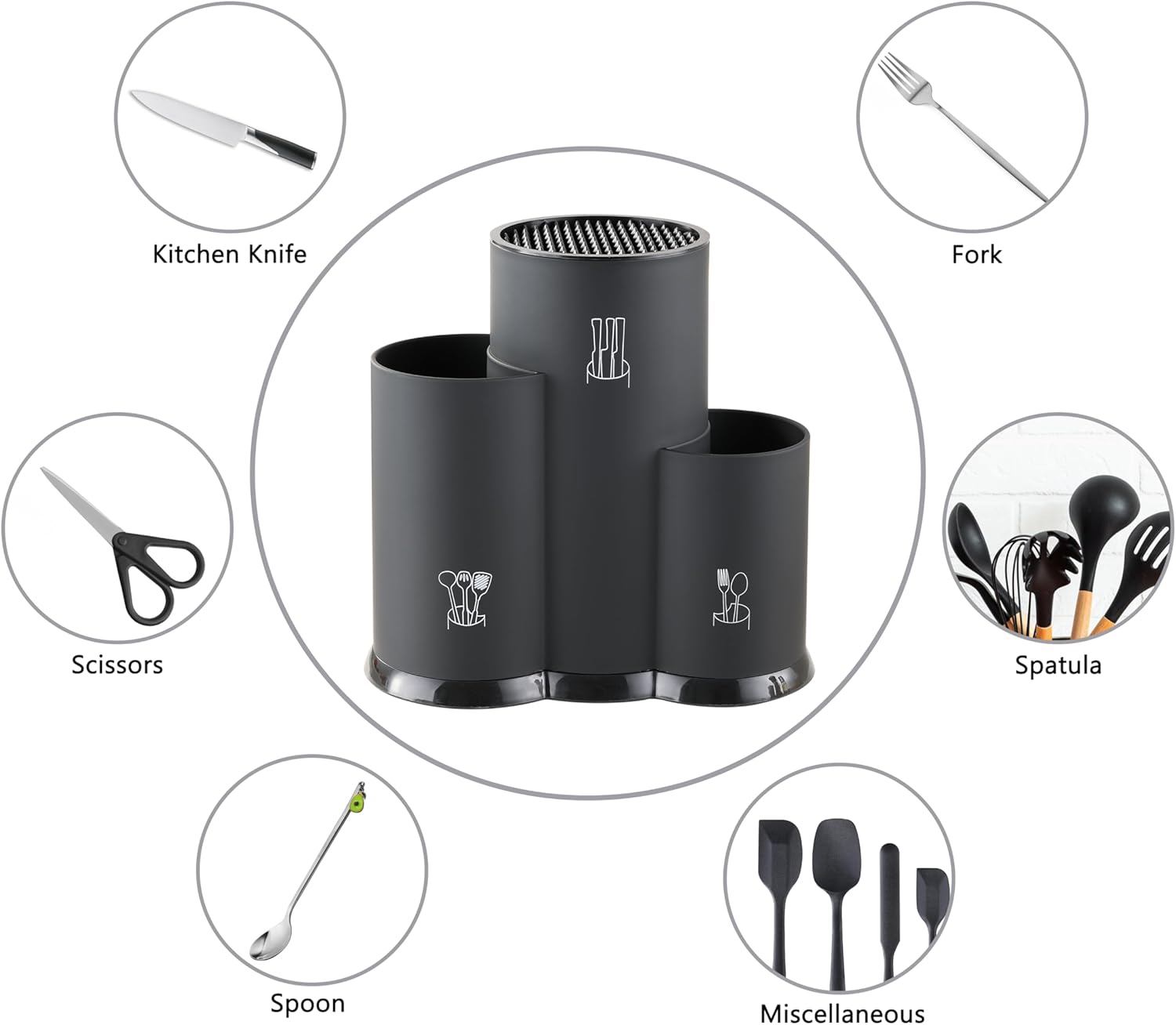 JJOO 3-in-1 Knife Holder Kitchen Organization