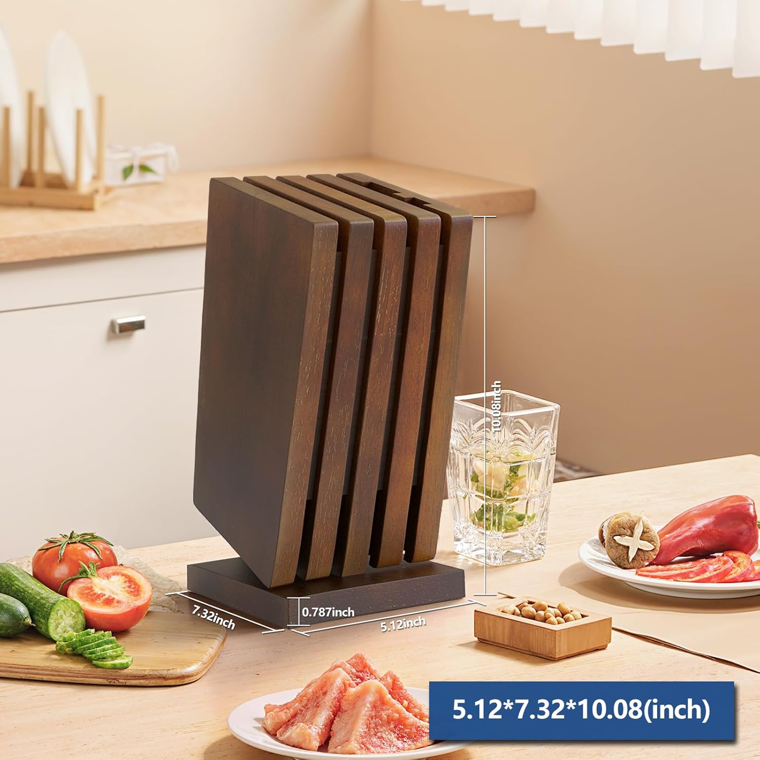 Diagsh Ergonomic Solid-Wood Knife Block for Chefs - Detachable Washable Premium Quality