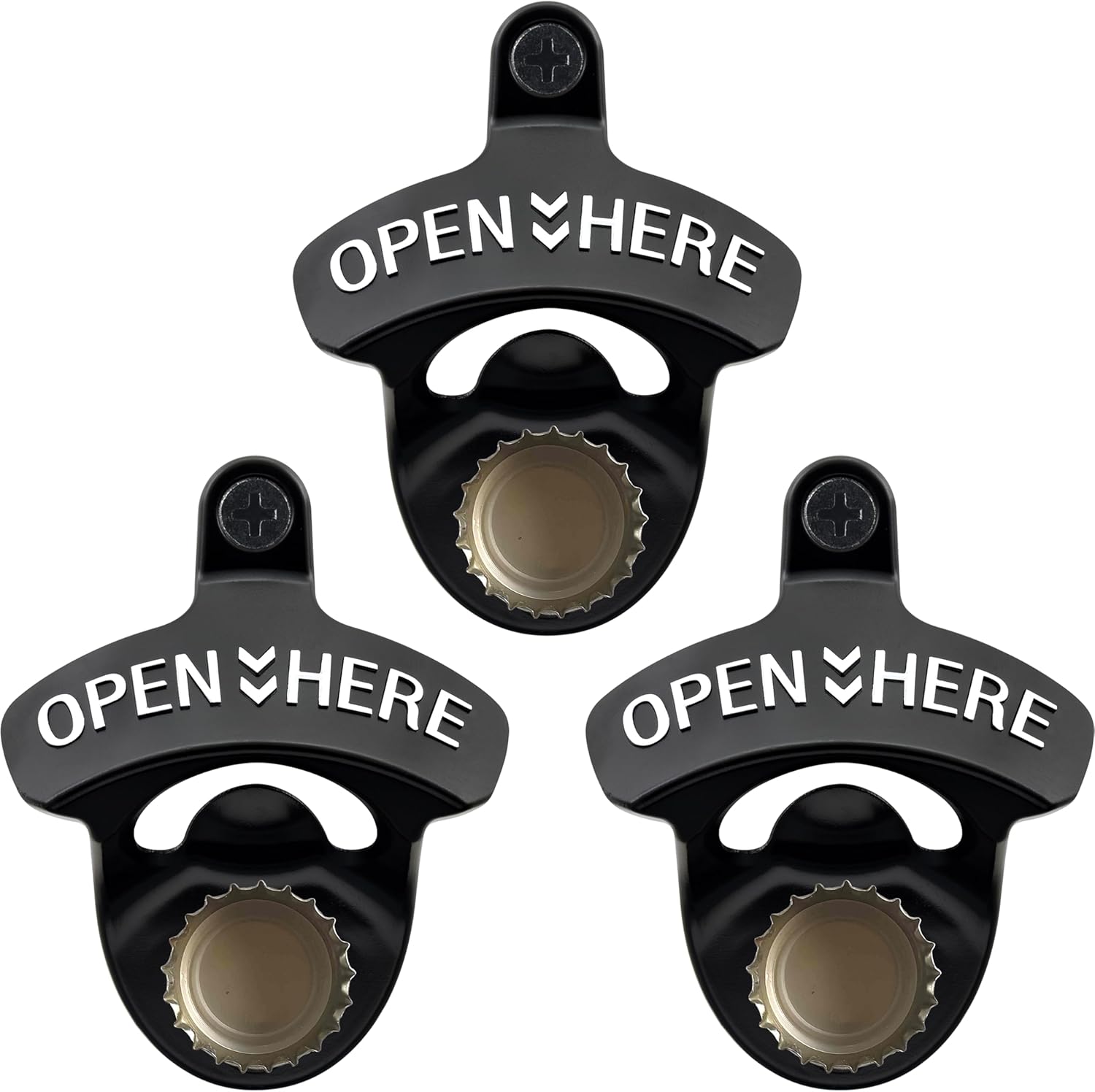 Black Magnetic Bottle Opener Set with Wall-Mounted Design