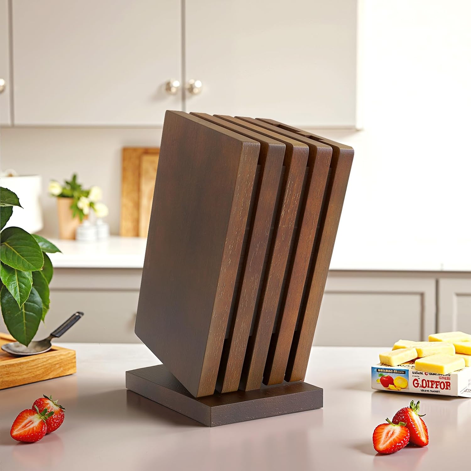 Diagsh Ergonomic Solid-Wood Knife Block for Chefs - Detachable Washable Premium Quality