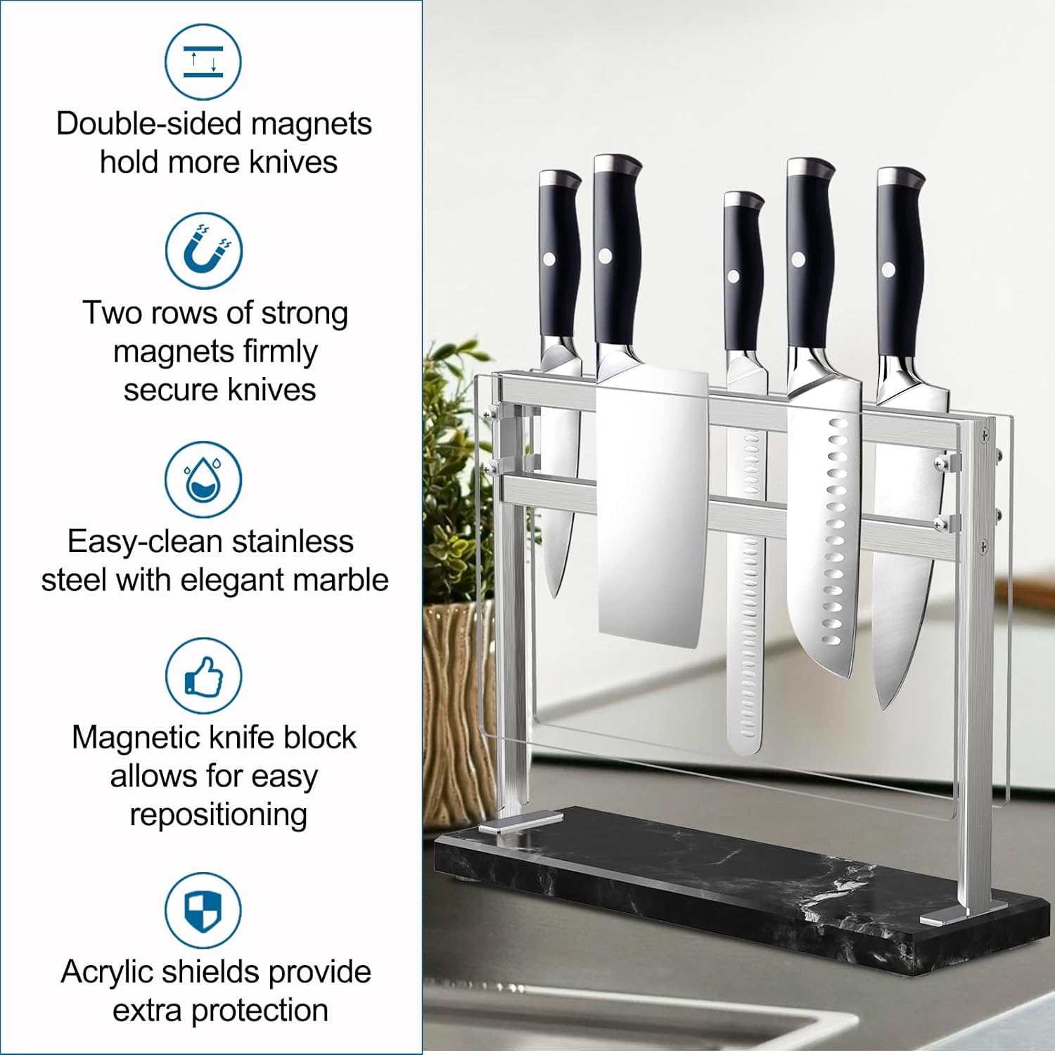 Elegant Magnetic Knife Holder for Kitchen Counter Top