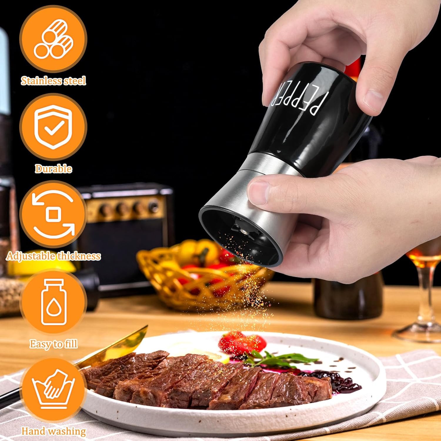Perfect Premium Salt Pepper Grinder Set with Adjustable Settings