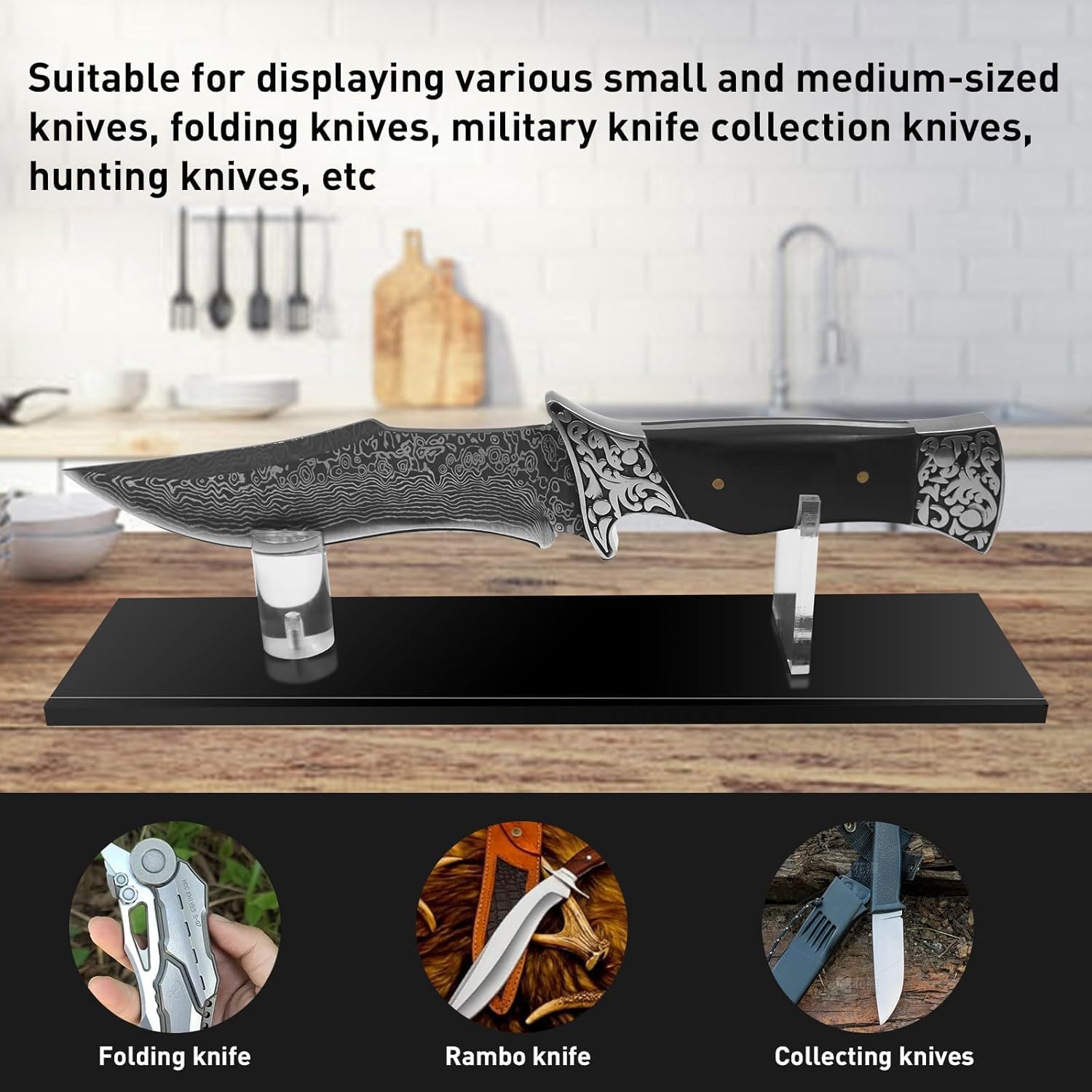Two-Piece Acrylic Knife Holder Display Stand Set