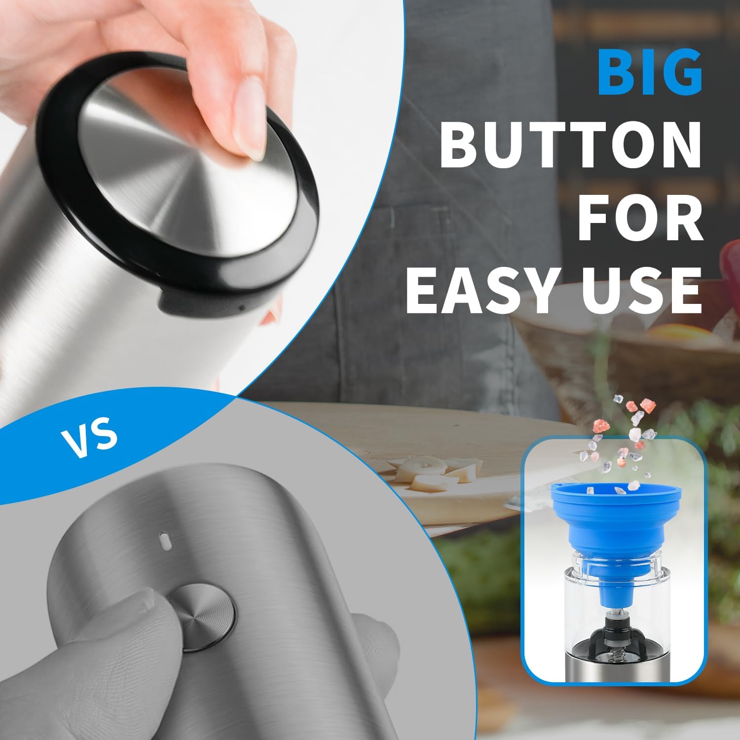 Perfectly Graded Electric Salt and Pepper Grinder Set