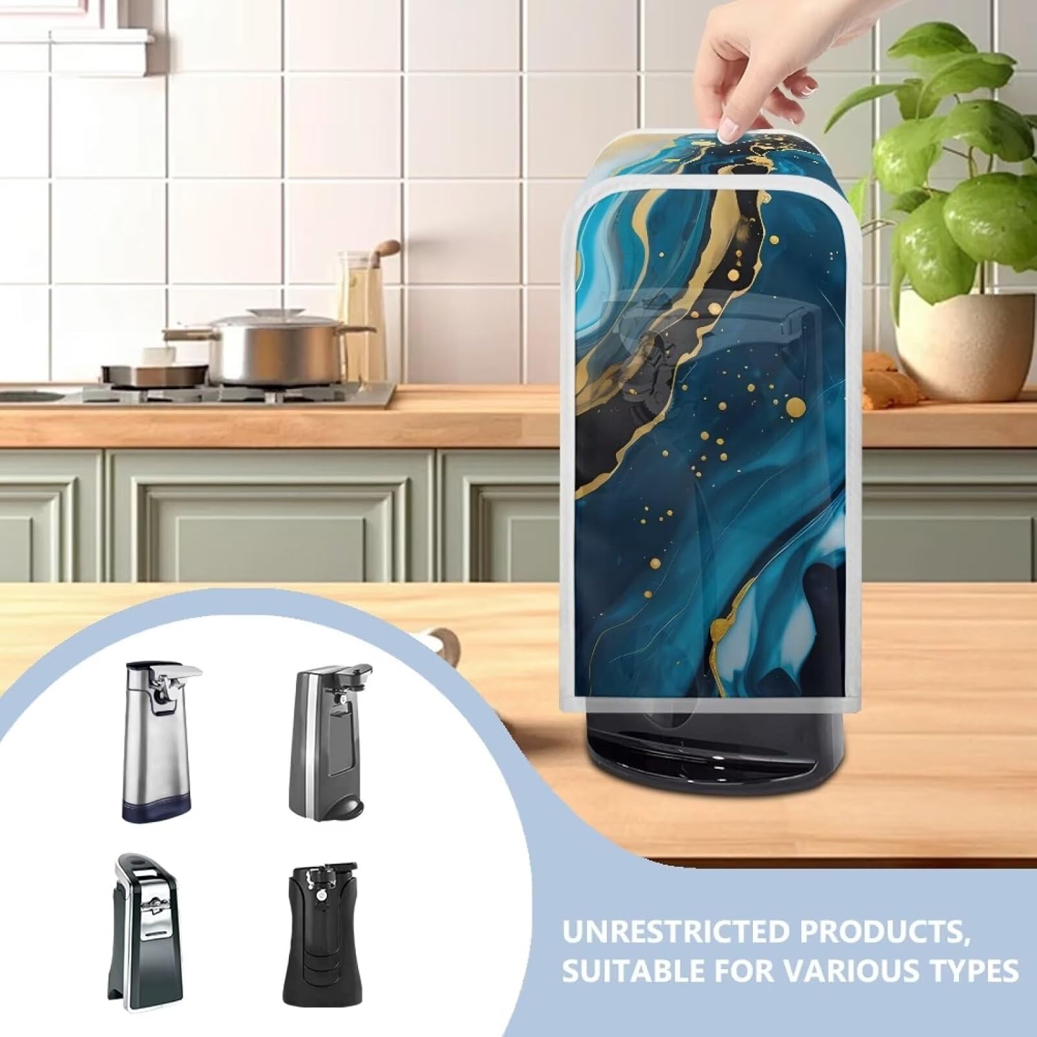Oamsistay Blue Marble Print Dust Cover for Can Opener