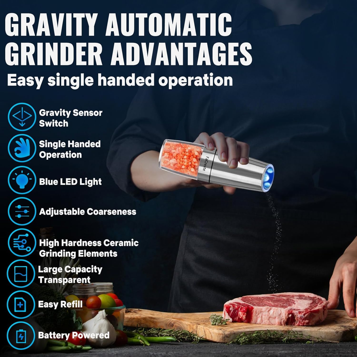 Gravity Electric Salt and Pepper Grinder Set