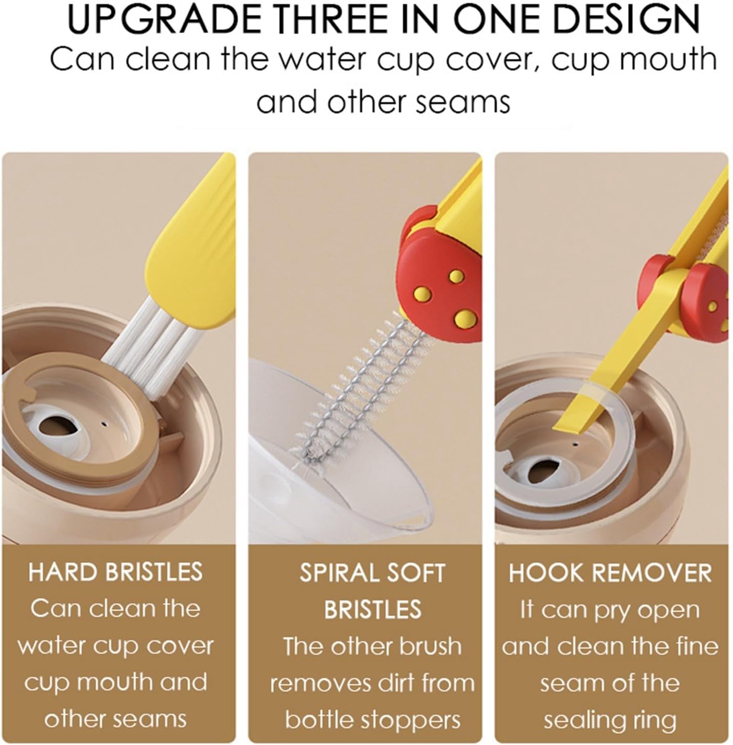 3-in-1 Cup Lid Cleaner Set for Home Kitchen