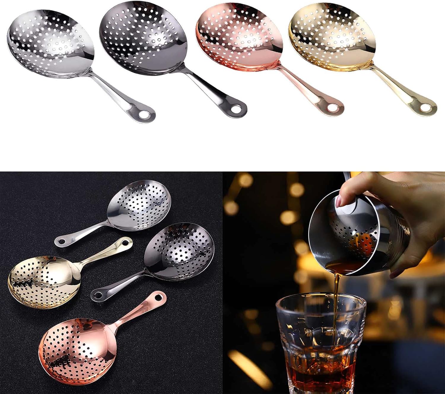 Fast-acting cocktail ice cube strainer