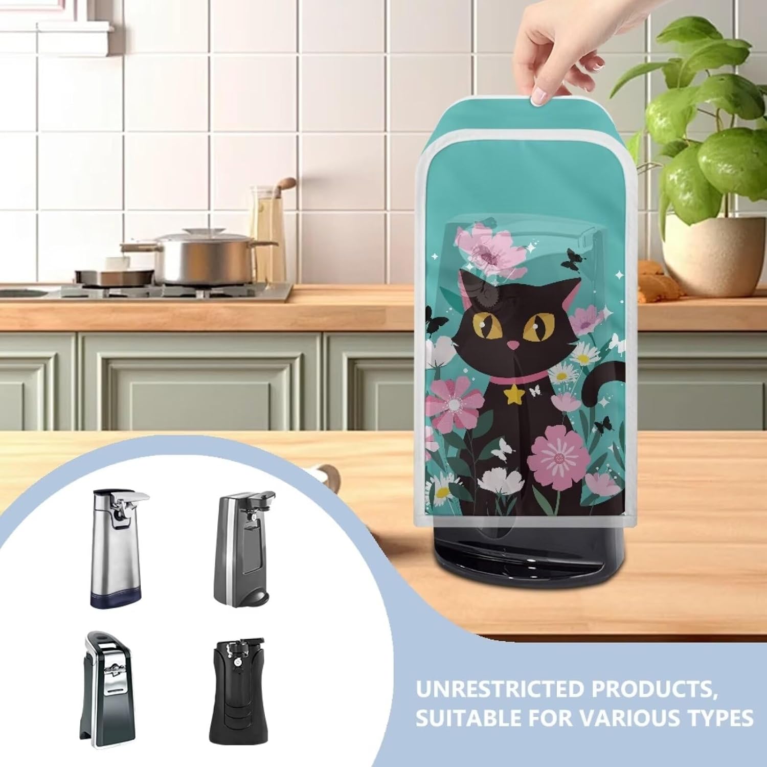 Annejudy Black Cats Electric Can Opener Cover Dust and Stain Resistant