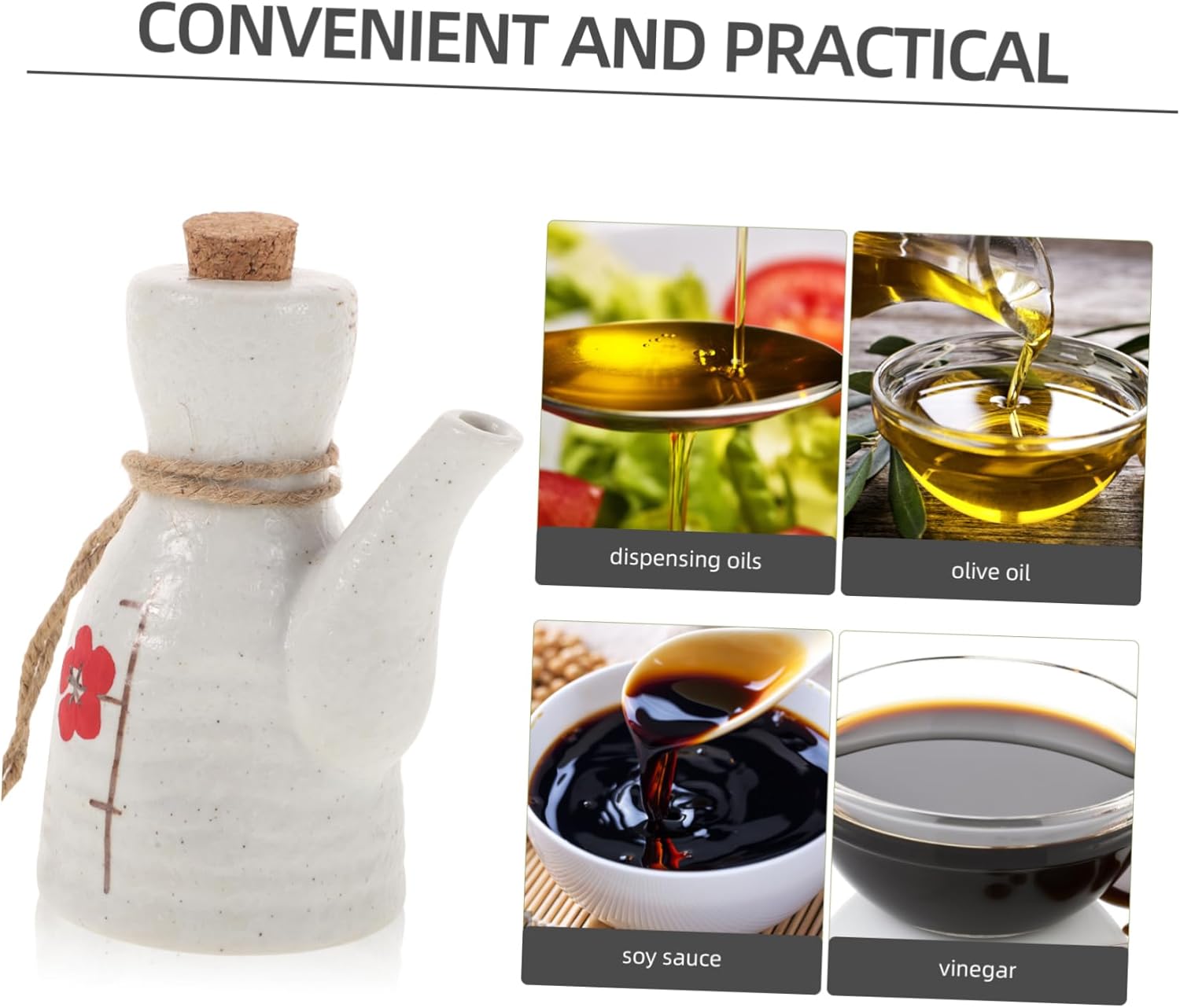 Sturdy Ceramic Oil Dispenser for Soy Sauce Vinegar