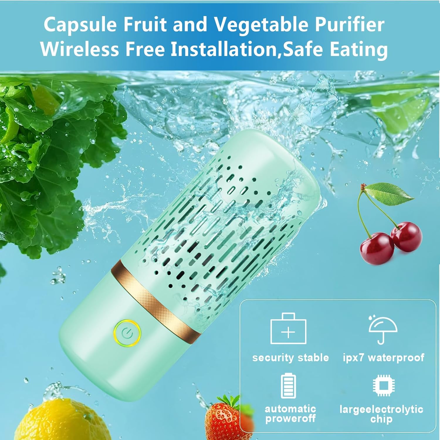 Ultrasonic Fruit Vegetable Washer Portable IPX7 Waterproof