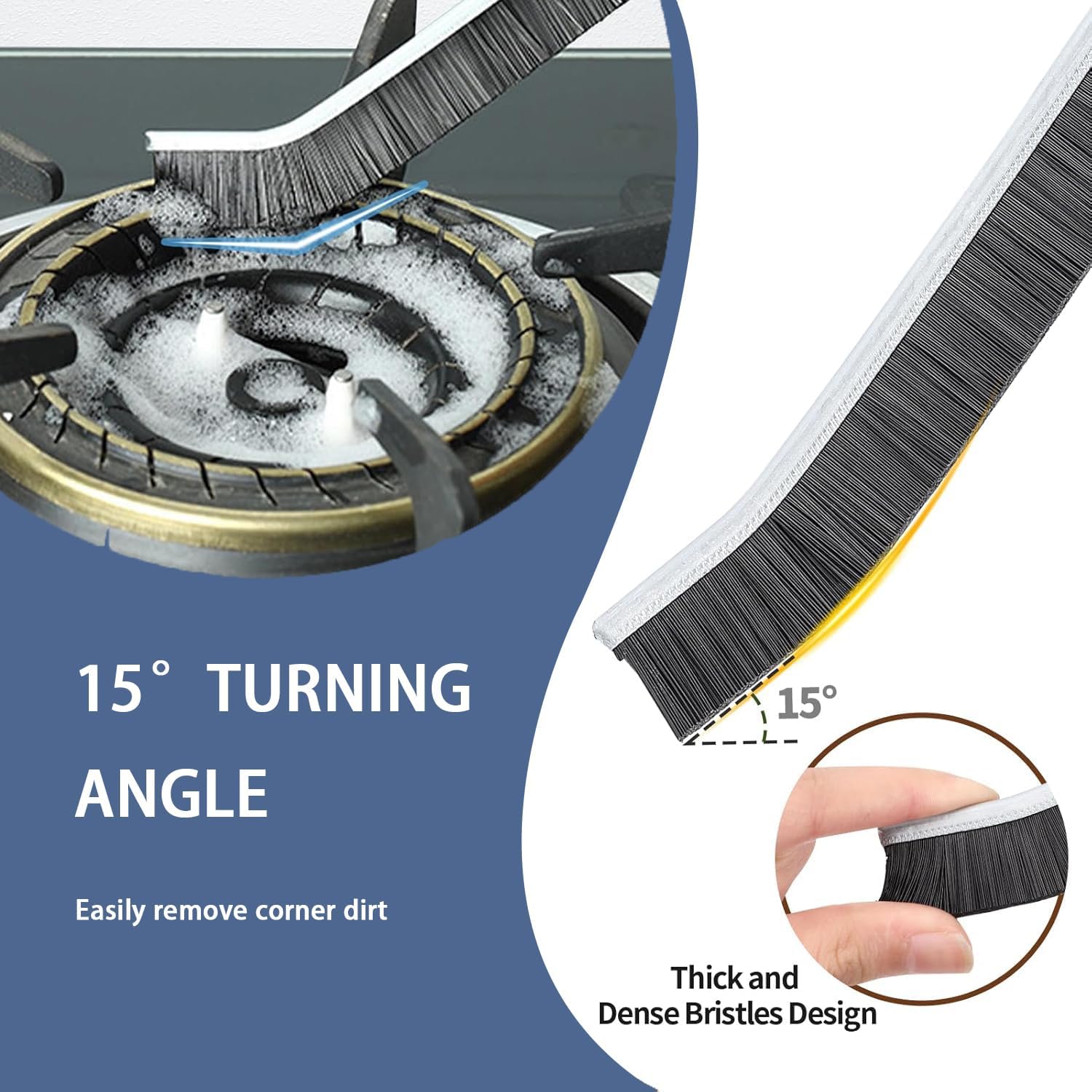 3-Piece Set - Hard Bristle Crevice Cleaning Brush - Premium Quality Multi-Use Design