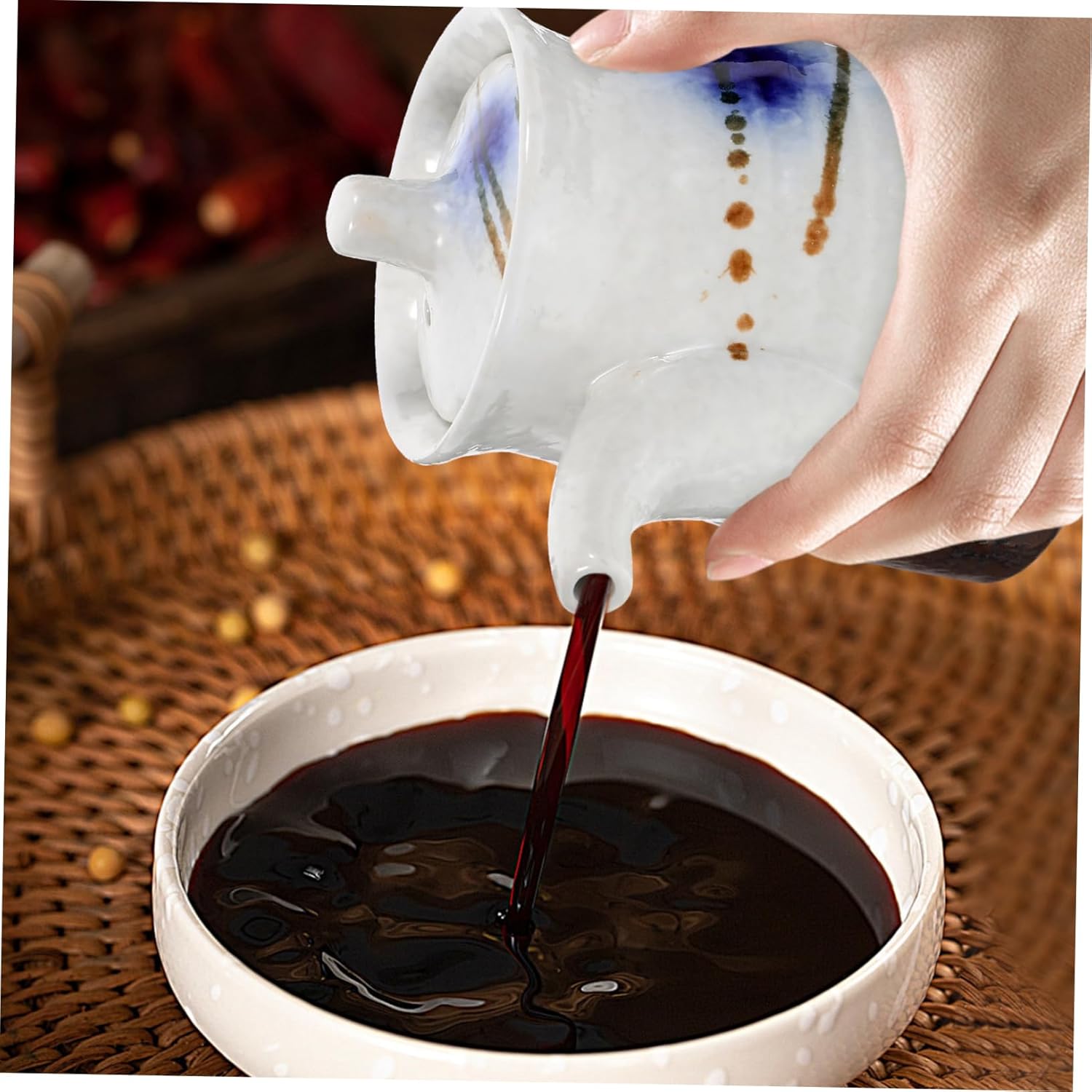 Vibrant Japanese Design Ceramic Oil Dispenser for Soy Sauce