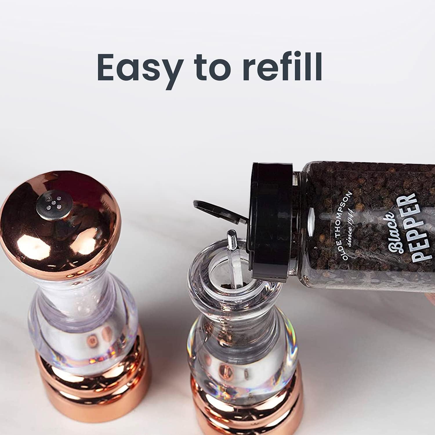 7-Inch Copper-Plated Pepper Mill Salt Shaker Set