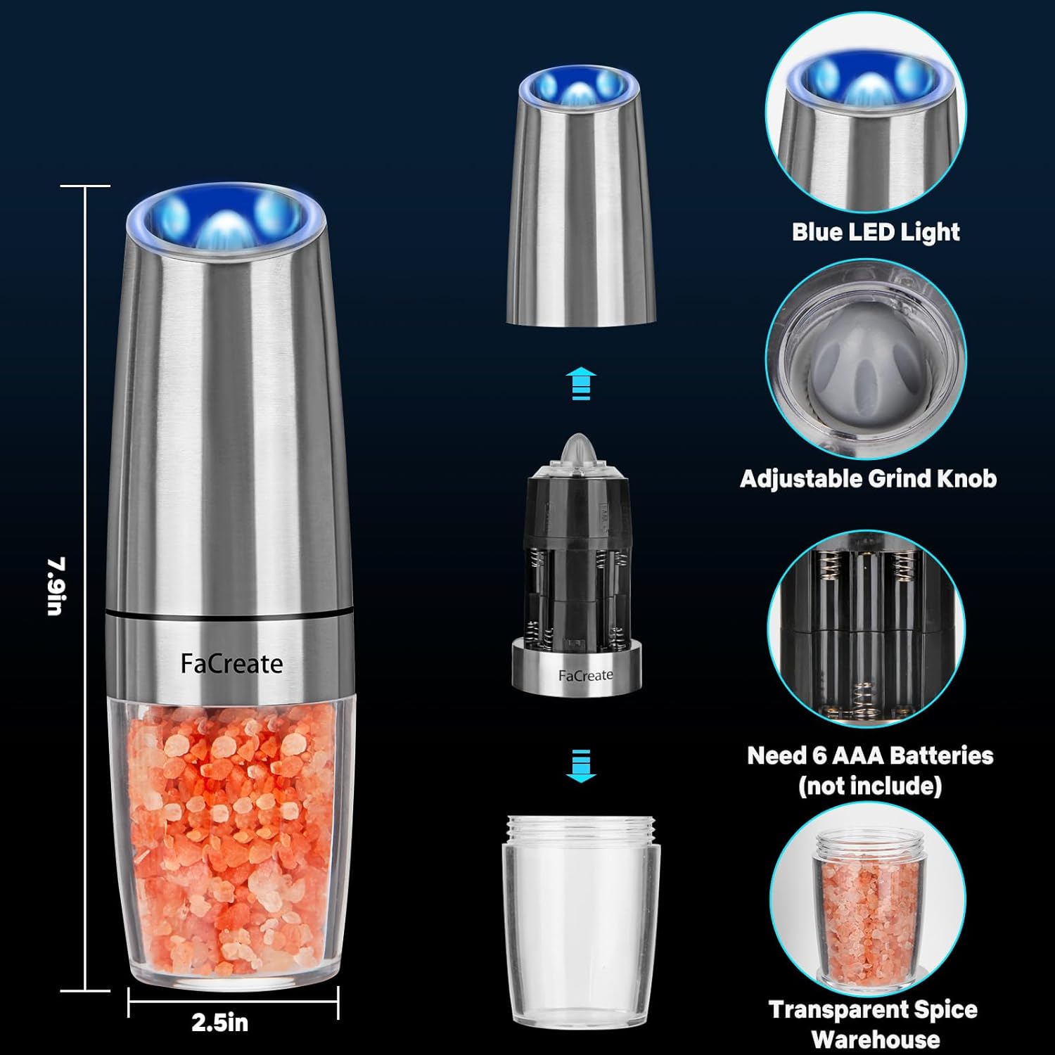 Gravity Electric Salt and Pepper Grinder Set
