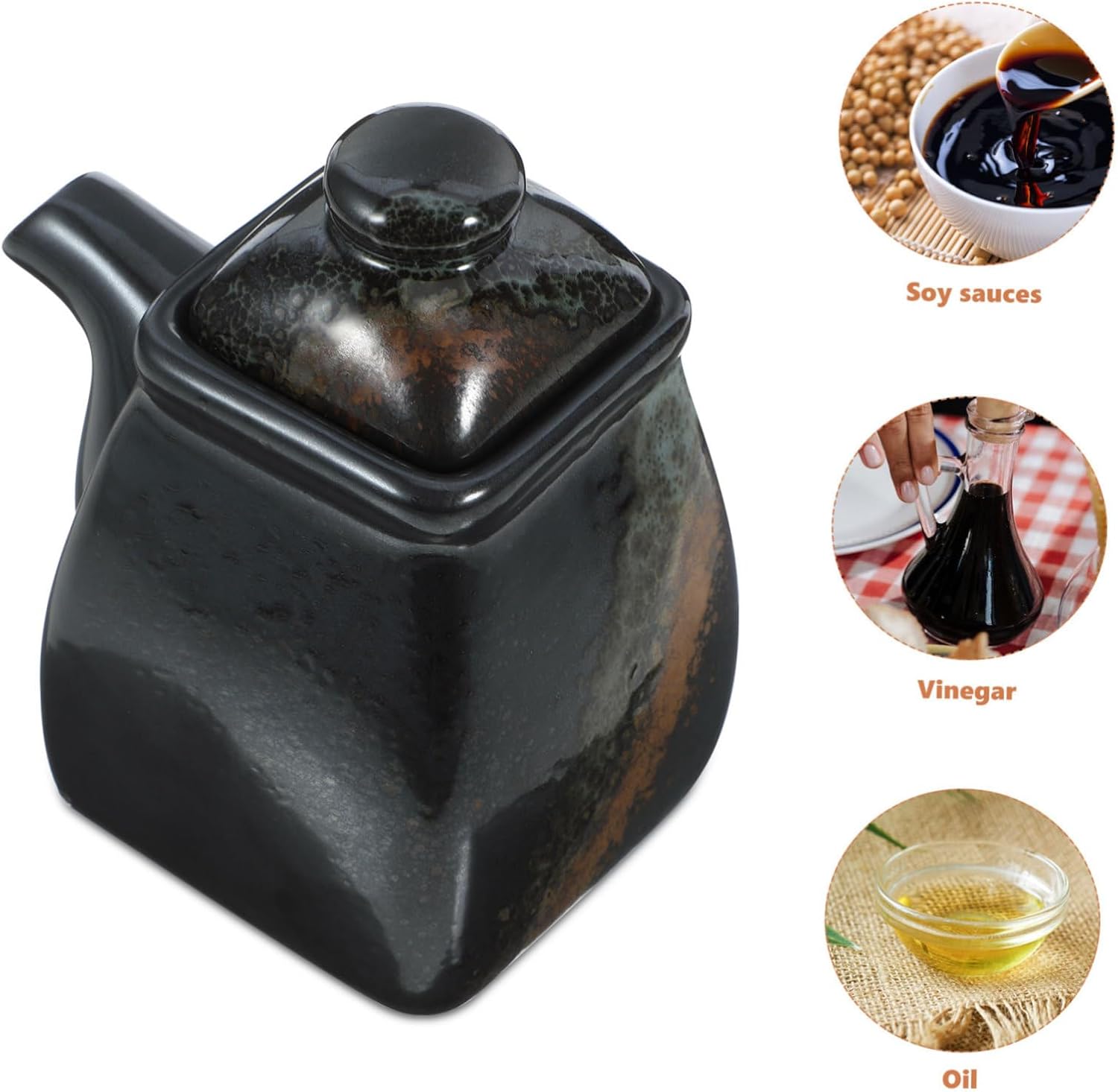 Japanese Soy Sauce Dispenser Ceramic Kitchen Ose Gaseru Oiw Shell 95mm