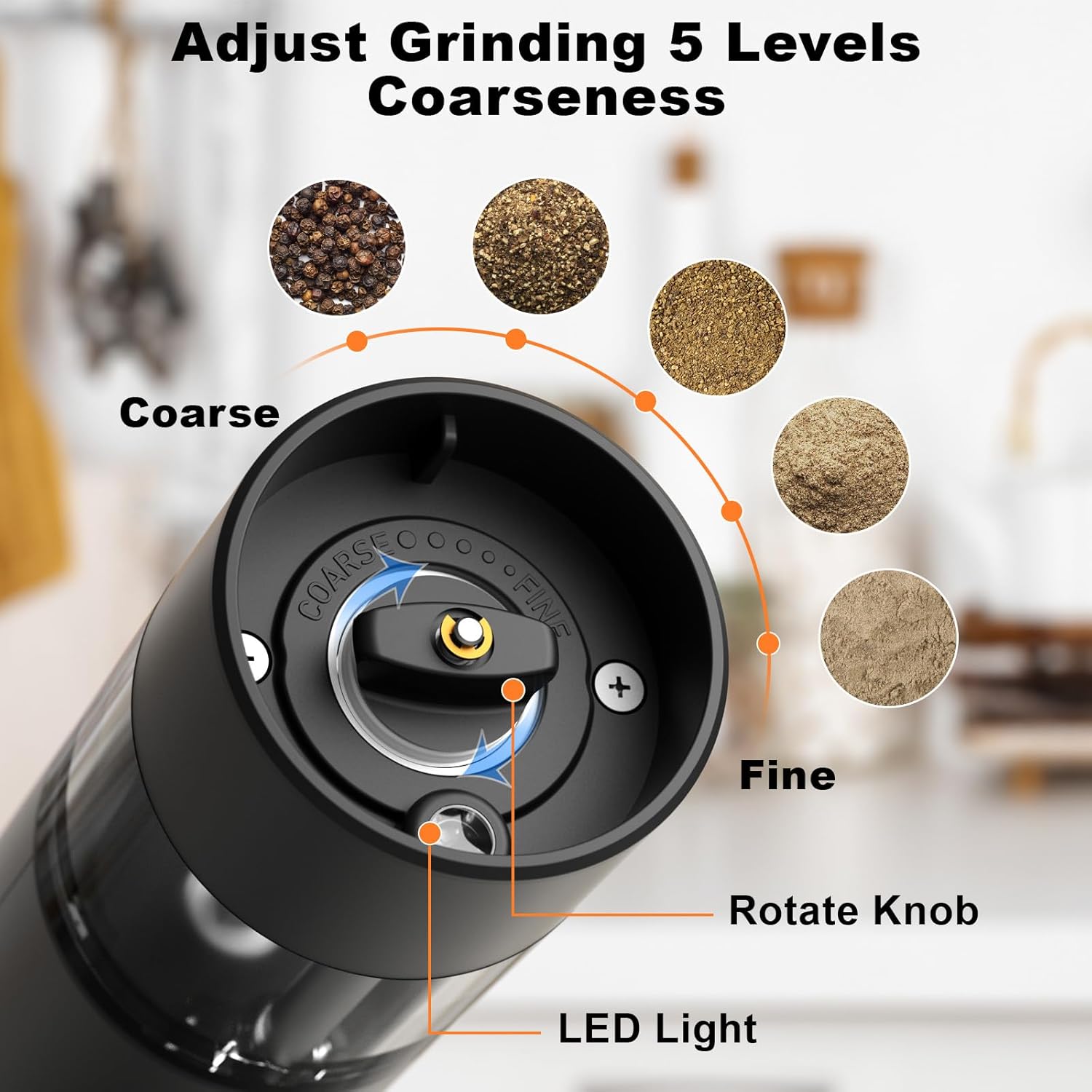 COKUNST Electric Pepper Salt grinder Set Rechargeable 2-in-1