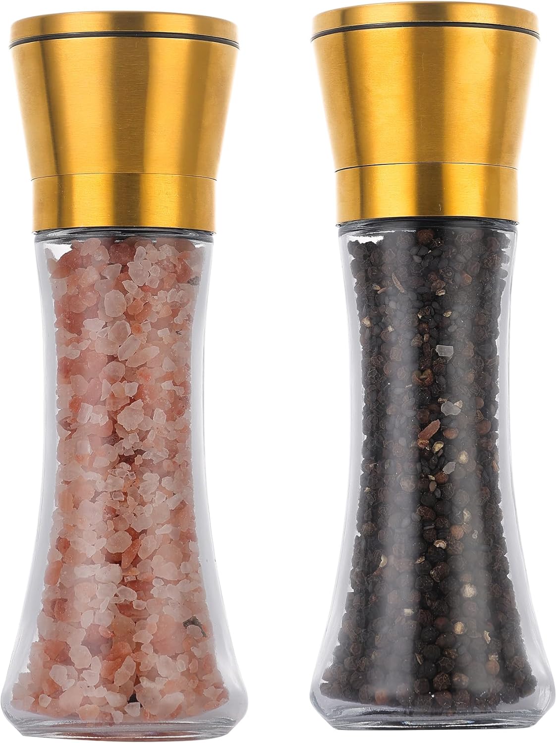 DAVIMADE 2Pack 6OZ Glass Salt and Pepper Grinder Set