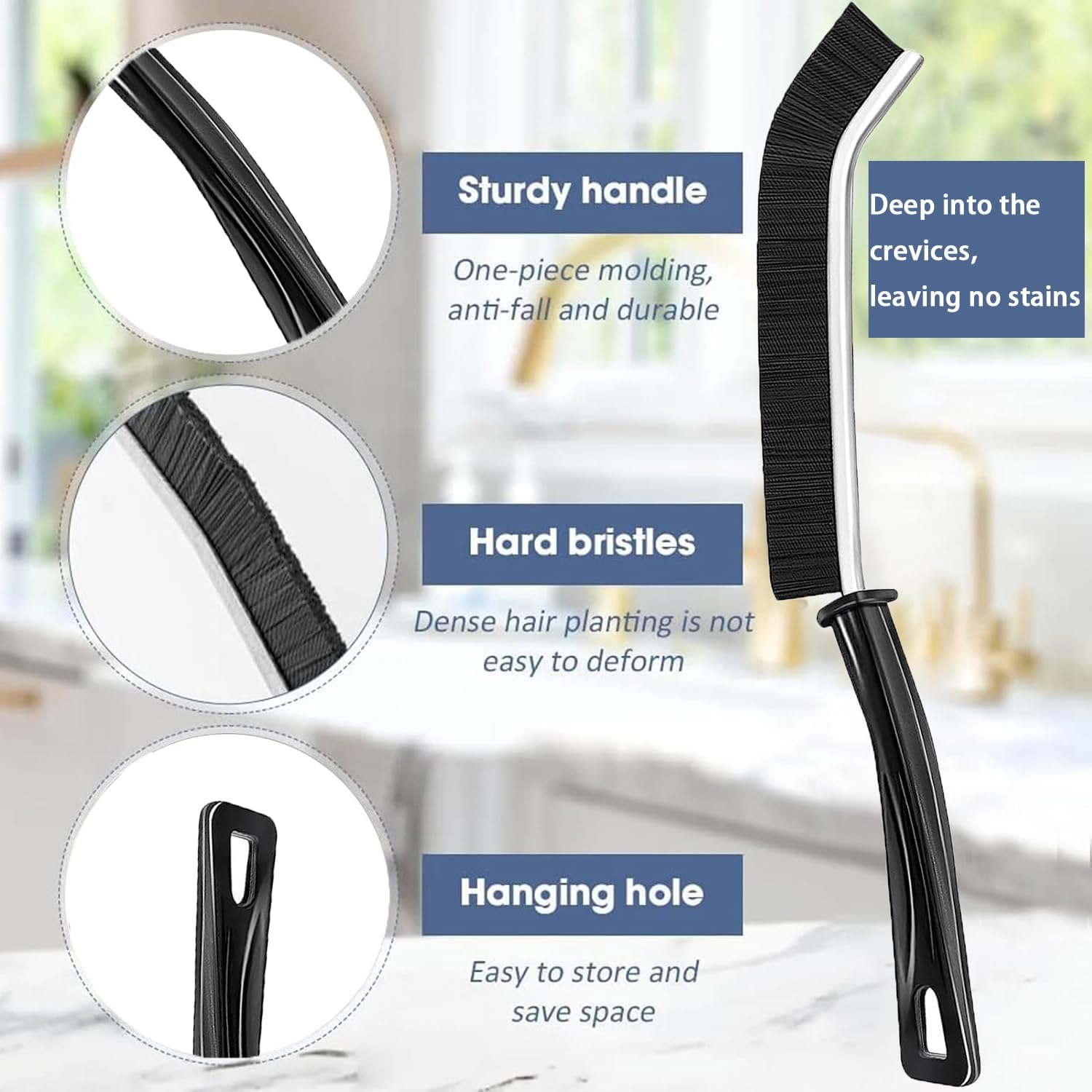 3-Piece Set - Hard Bristle Crevice Cleaning Brush - Premium Quality Multi-Use Design