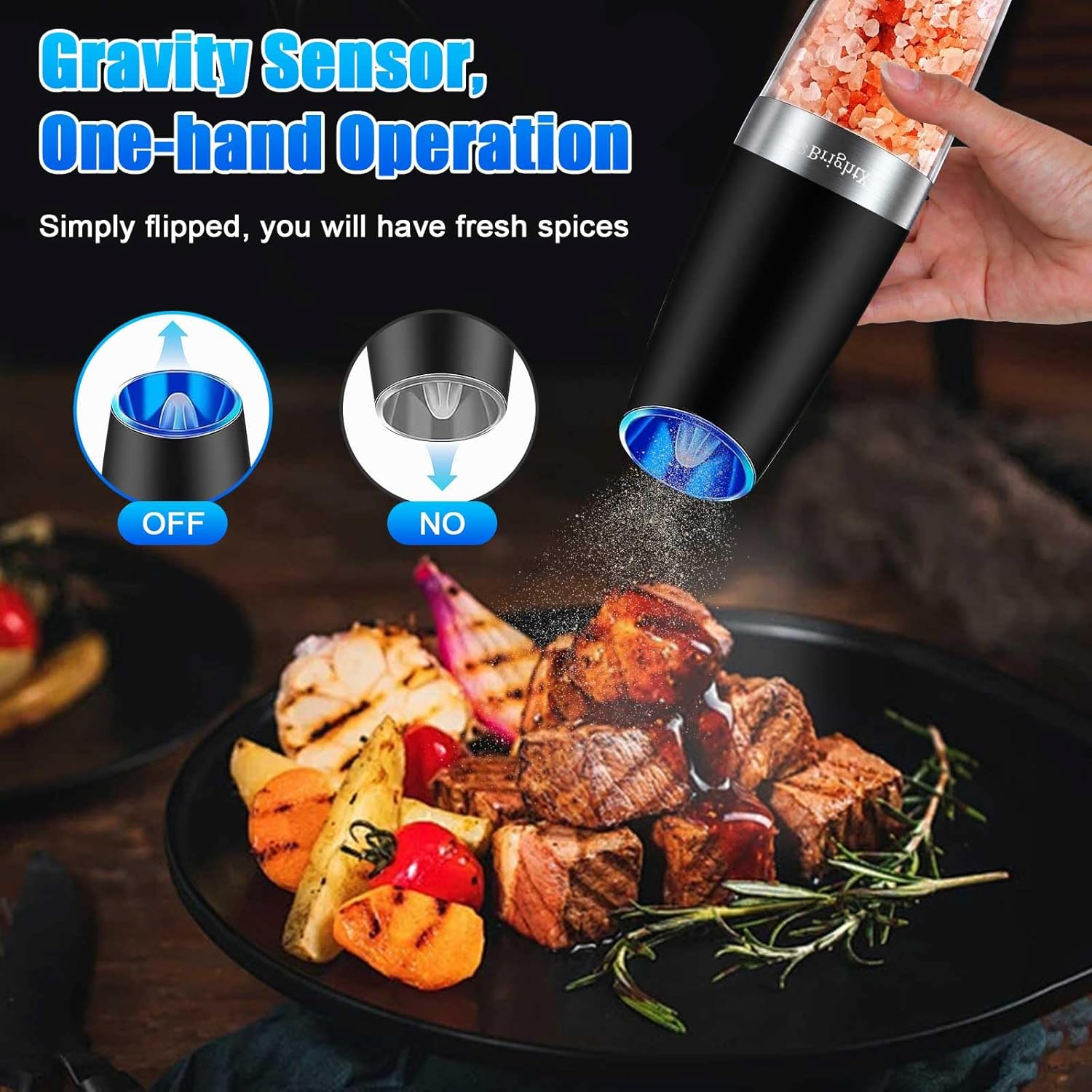 BrightX Electric Salt and Pepper Grinder Set