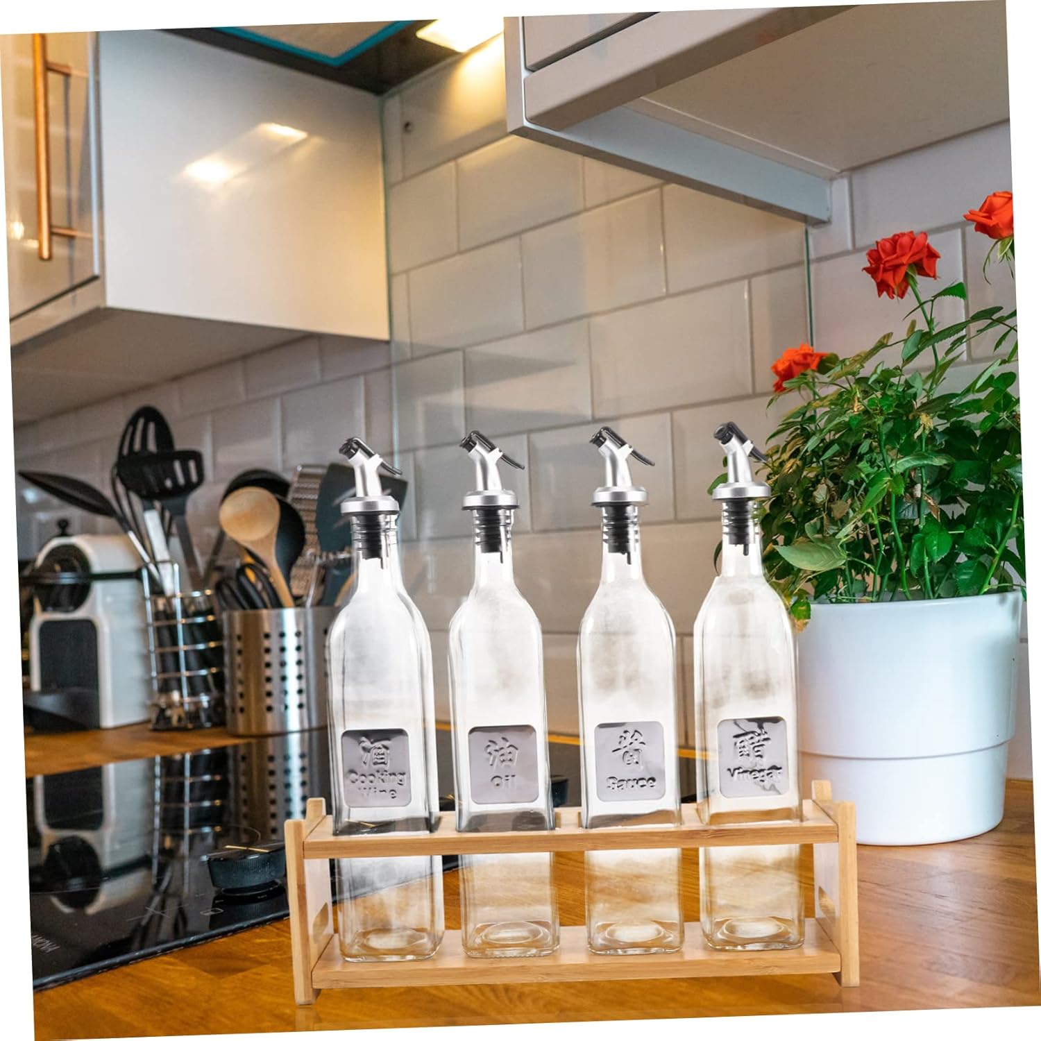 5-Piece Castor Soy Bottle Storage Shelf for Cooking Spices