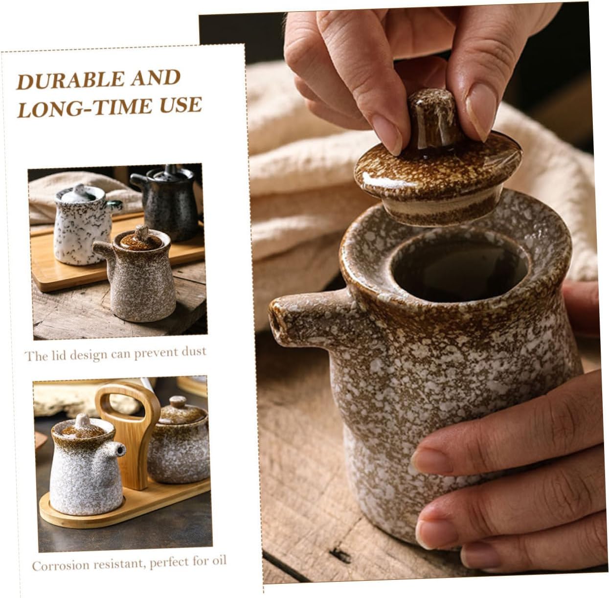 Perfect Oil Dispenser for Home Restaurant Japanese Style Ceramic Pot