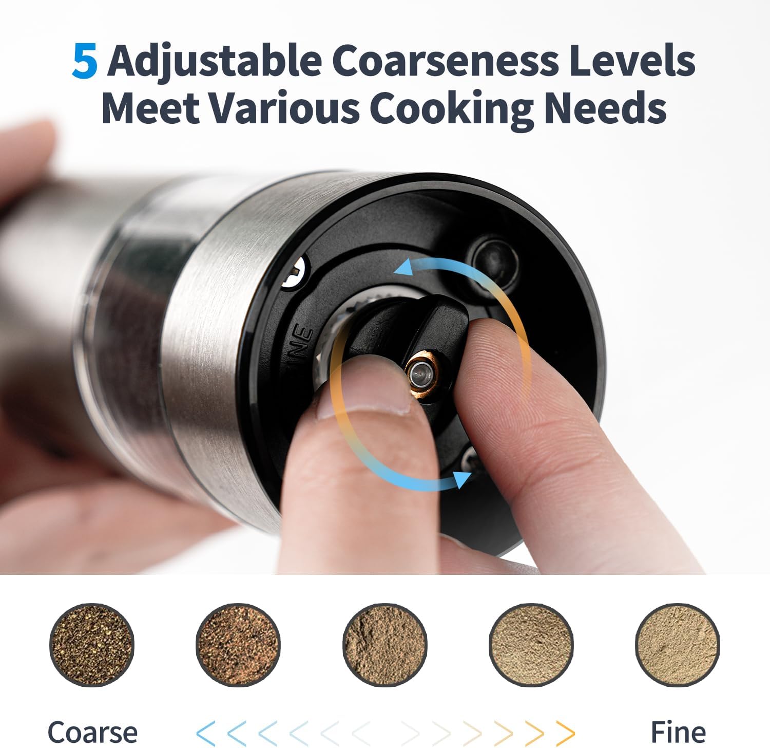 Perfectly Graded Electric Salt and Pepper Grinder Set