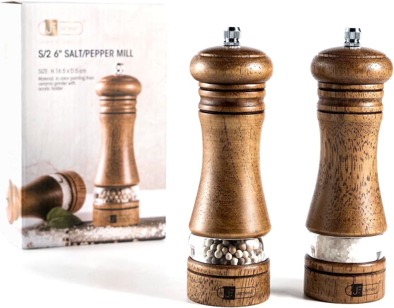 Adjustable Salt and Pepper Mill Set by JF JAMESF
